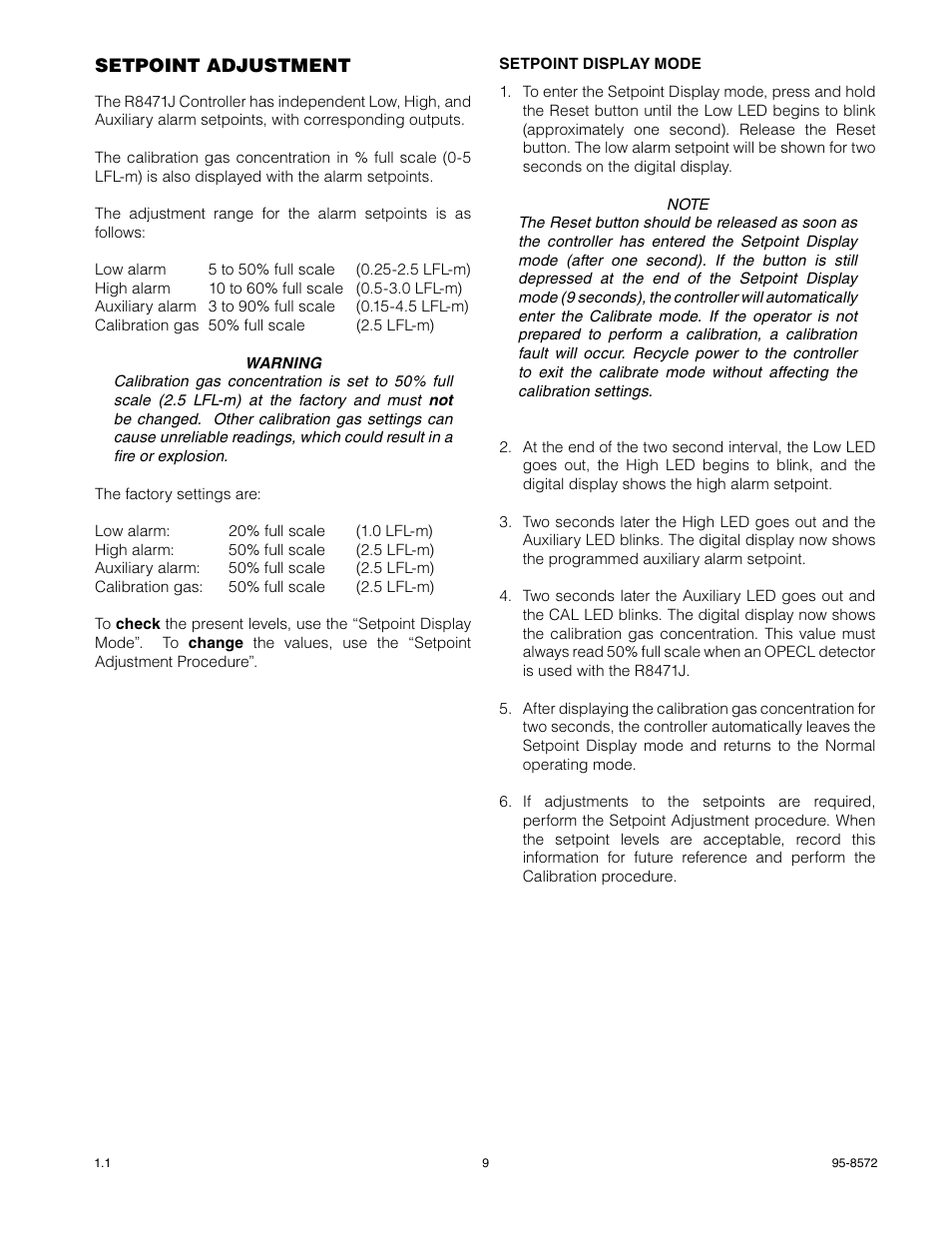 Det-Tronics R8471J Single Channel Gas Controller, OPECL User Manual | Page 11 / 21