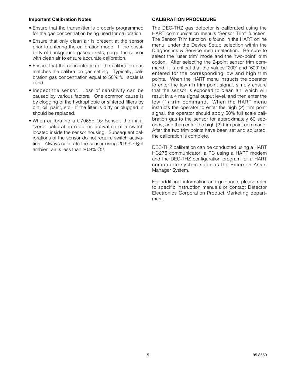 Det-Tronics THZ HART Combustible Gas Transmitter User Manual | Page 5 / 8
