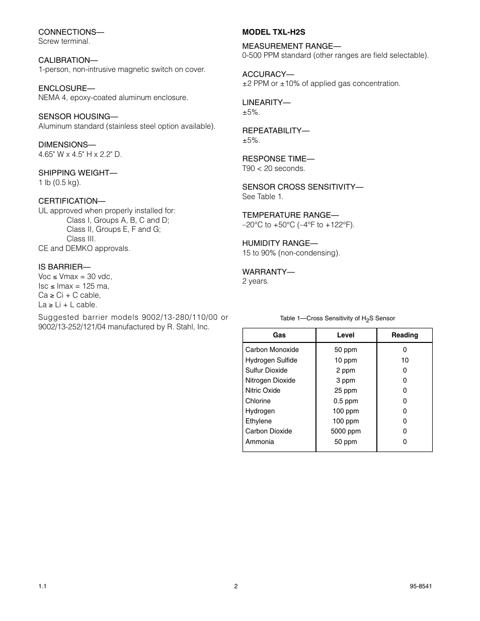 Det-Tronics TXL Series Gas Transmitter User Manual | Page 4 / 18