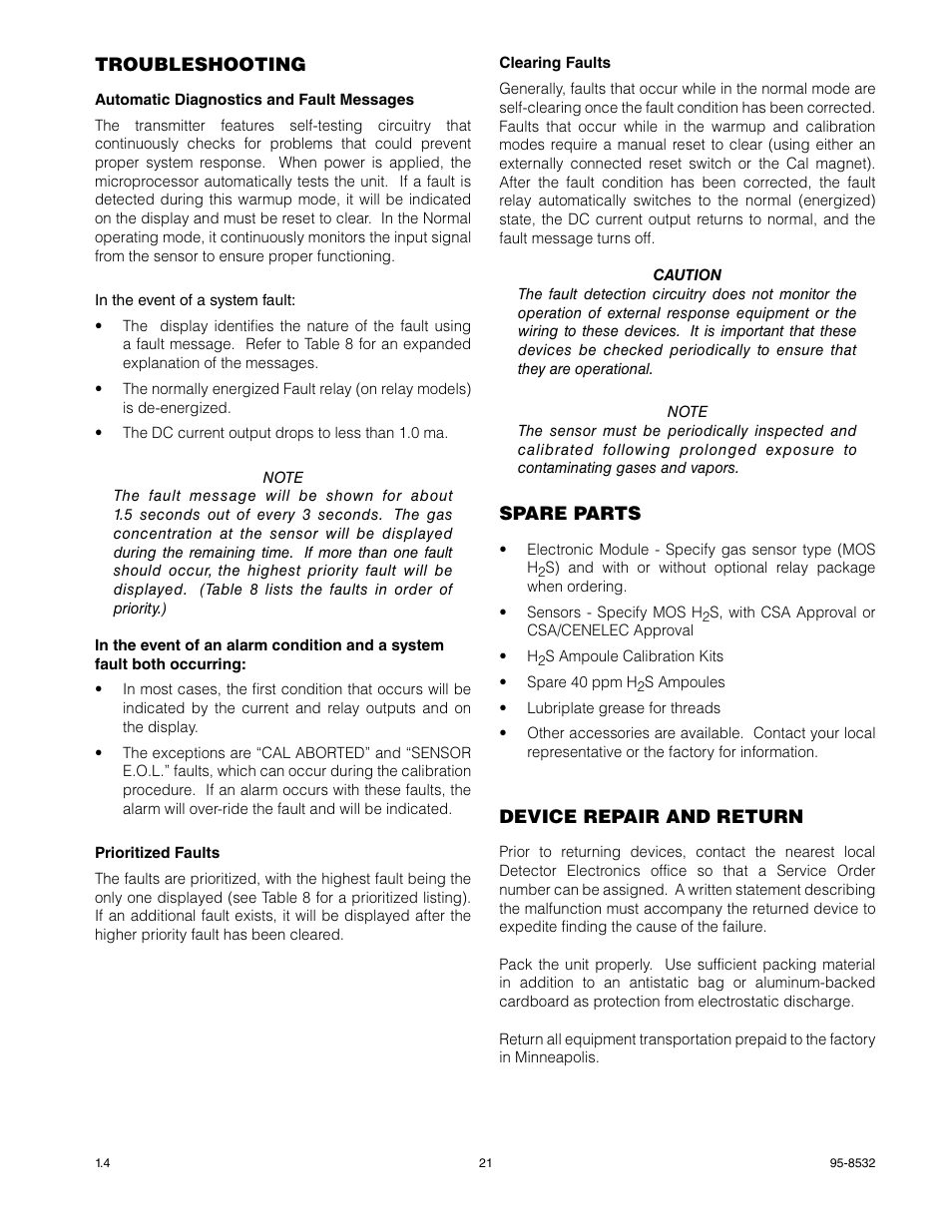 Det-Tronics MOS H2S Gas Sensor User Manual | Page 23 / 25