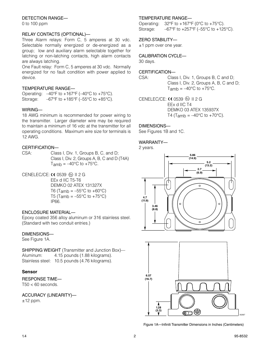 Det-Tronics MOS H2S Gas Sensor User Manual | Page 4 / 25