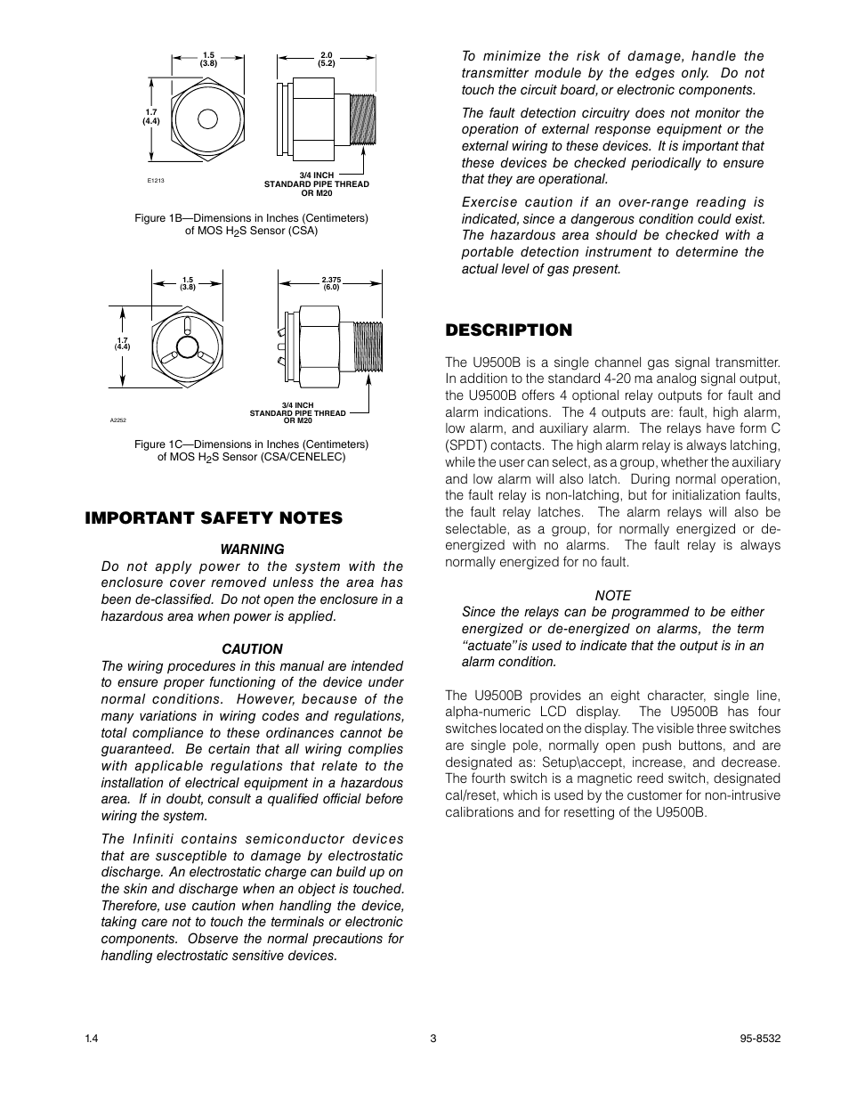 Description | Det-Tronics MOS H2S Gas Sensor User Manual | Page 5 / 25