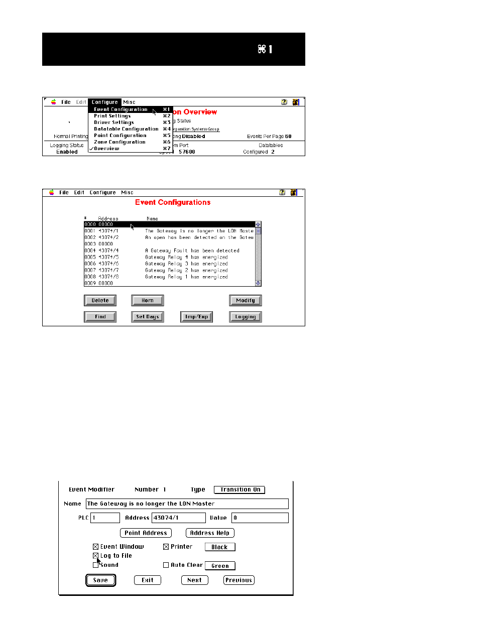 Event configuration (eaglevision), Event configuration (eaglevision) ( á1 ) | Det-Tronics Mac - w/Supercard User Manual | Page 18 / 76