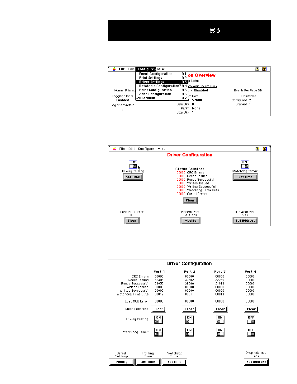 Driver settings, Single port version, Four port version | Det-Tronics Mac - w/Supercard User Manual | Page 29 / 76