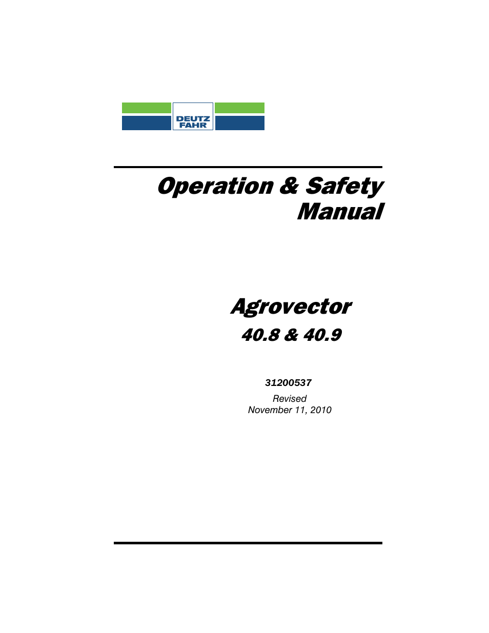 Deutz-Fahr Agrovector 40.9 User Manual | 160 pages