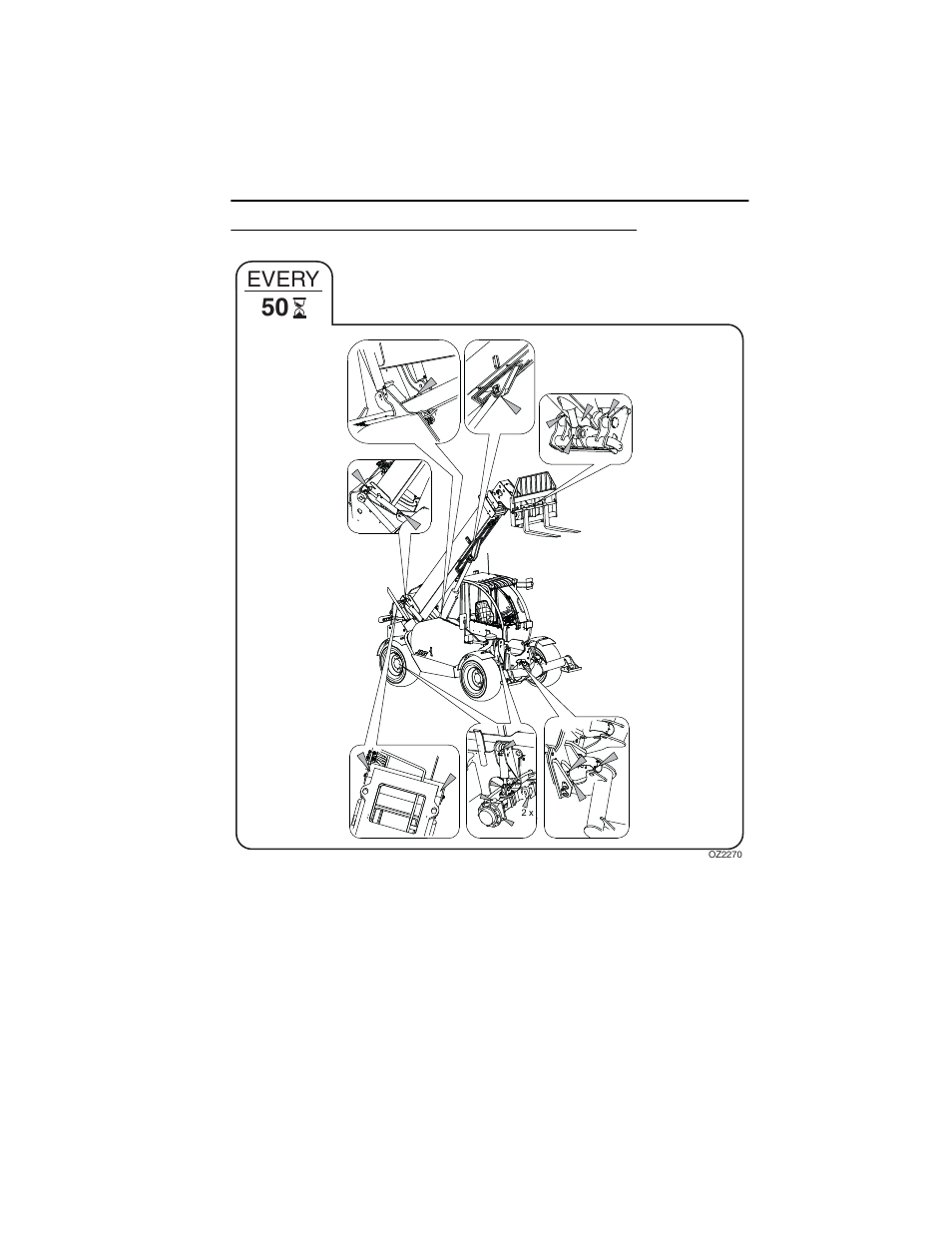 50 hour lubrication schedule, 50 hour lubrication schedule -7, Every | Deutz-Fahr Agrovector 40.9 User Manual | Page 127 / 160