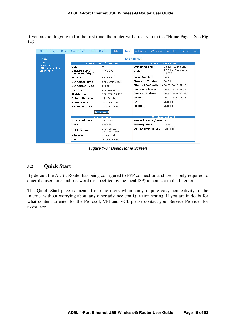 Quick start | APC ADSL 4-Port User Manual | Page 16 / 52