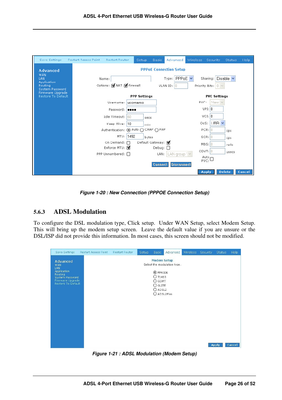 Adsl modulation | APC ADSL 4-Port User Manual | Page 26 / 52