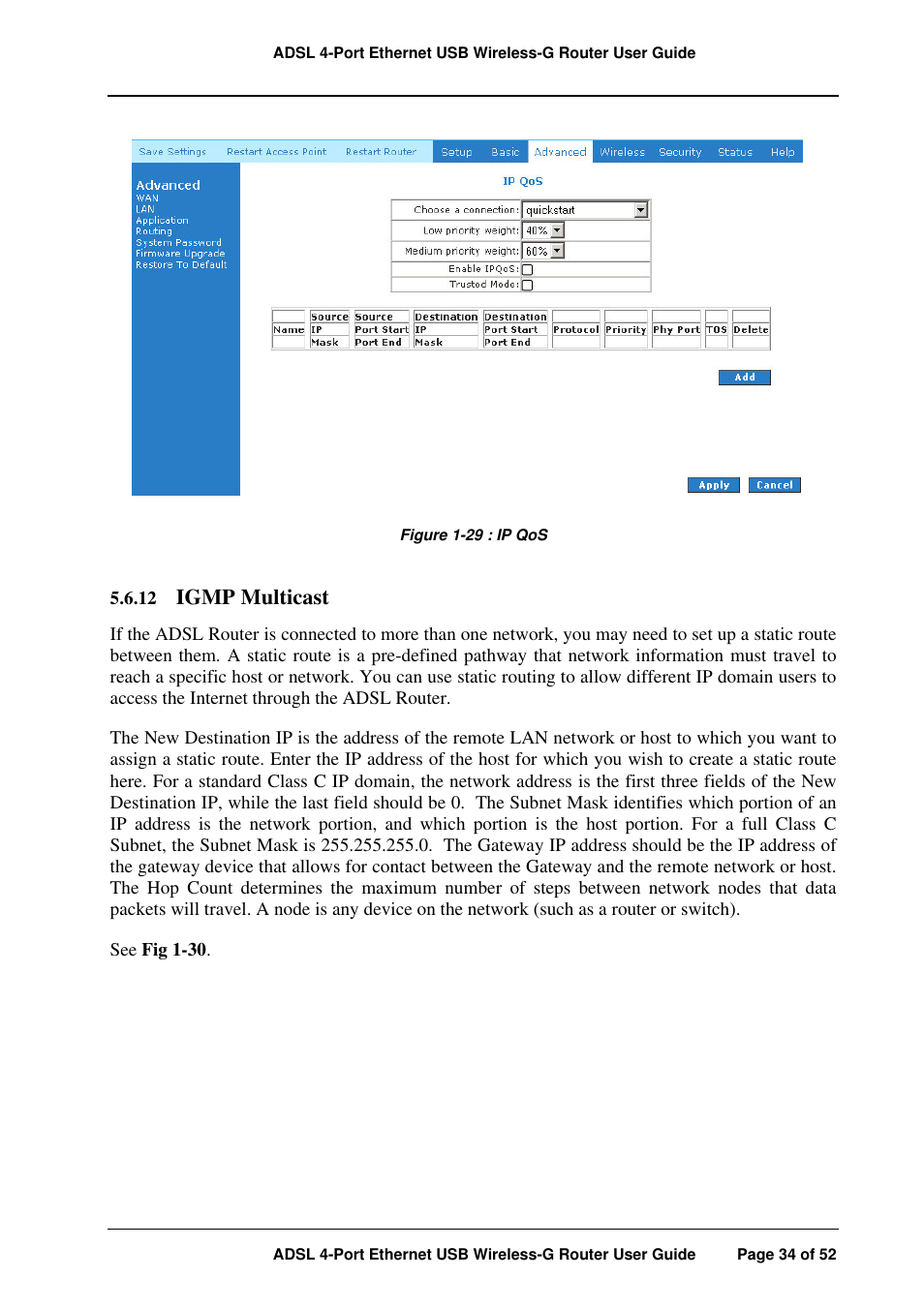 Igmp multicast | APC ADSL 4-Port User Manual | Page 34 / 52