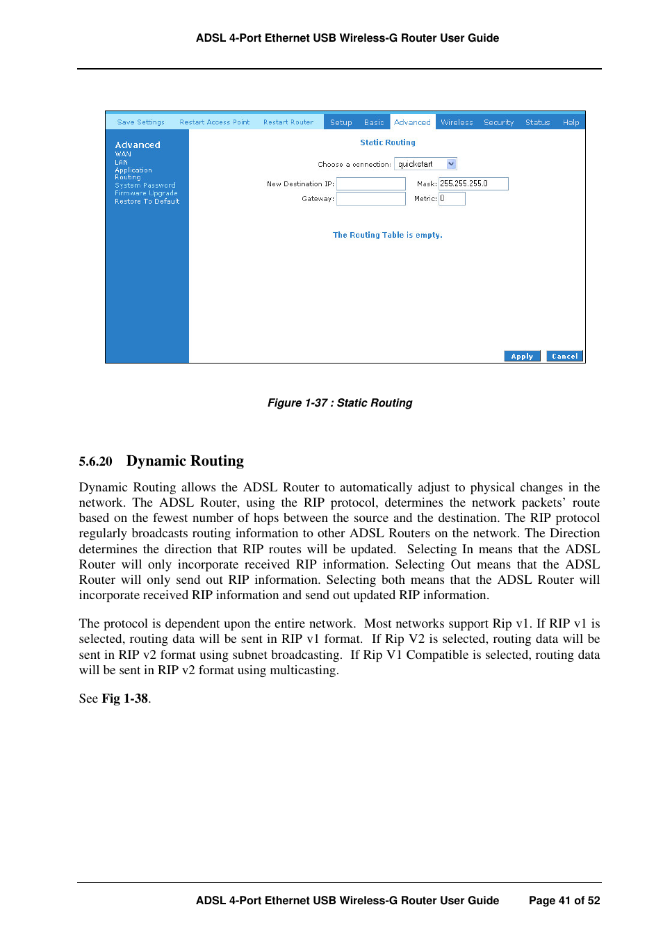 Dynamic routing | APC ADSL 4-Port User Manual | Page 41 / 52