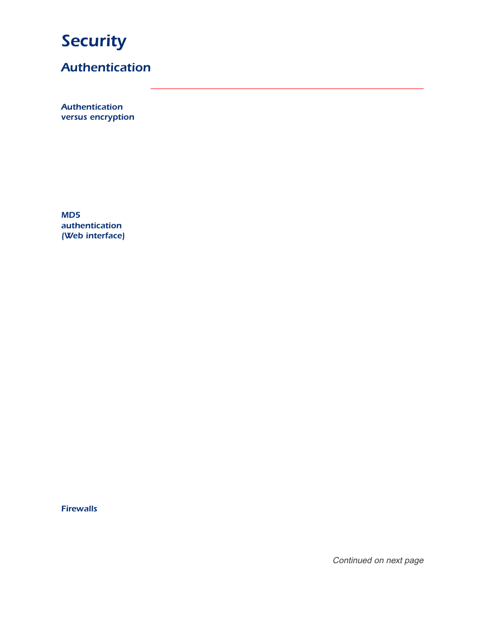 Authentication, Authentication versus encryption, Md5 authentication (web interface) | Firewalls, Security | APC AP9312TH User Manual | Page 30 / 32