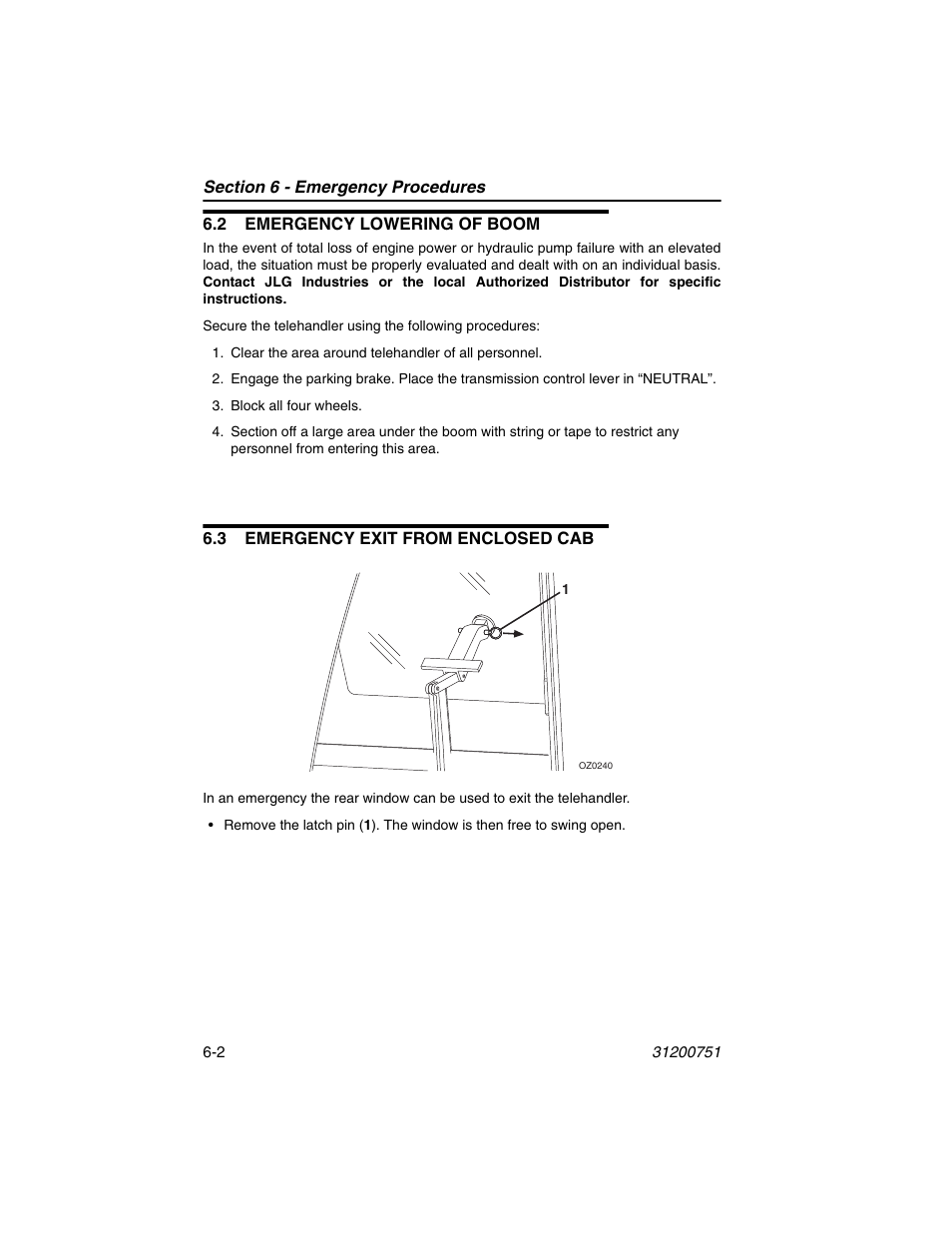 2 emergency lowering of boom, 3 emergency exit from enclosed cab | Deutz-Fahr Agrovector 25.5 User Manual | Page 106 / 144