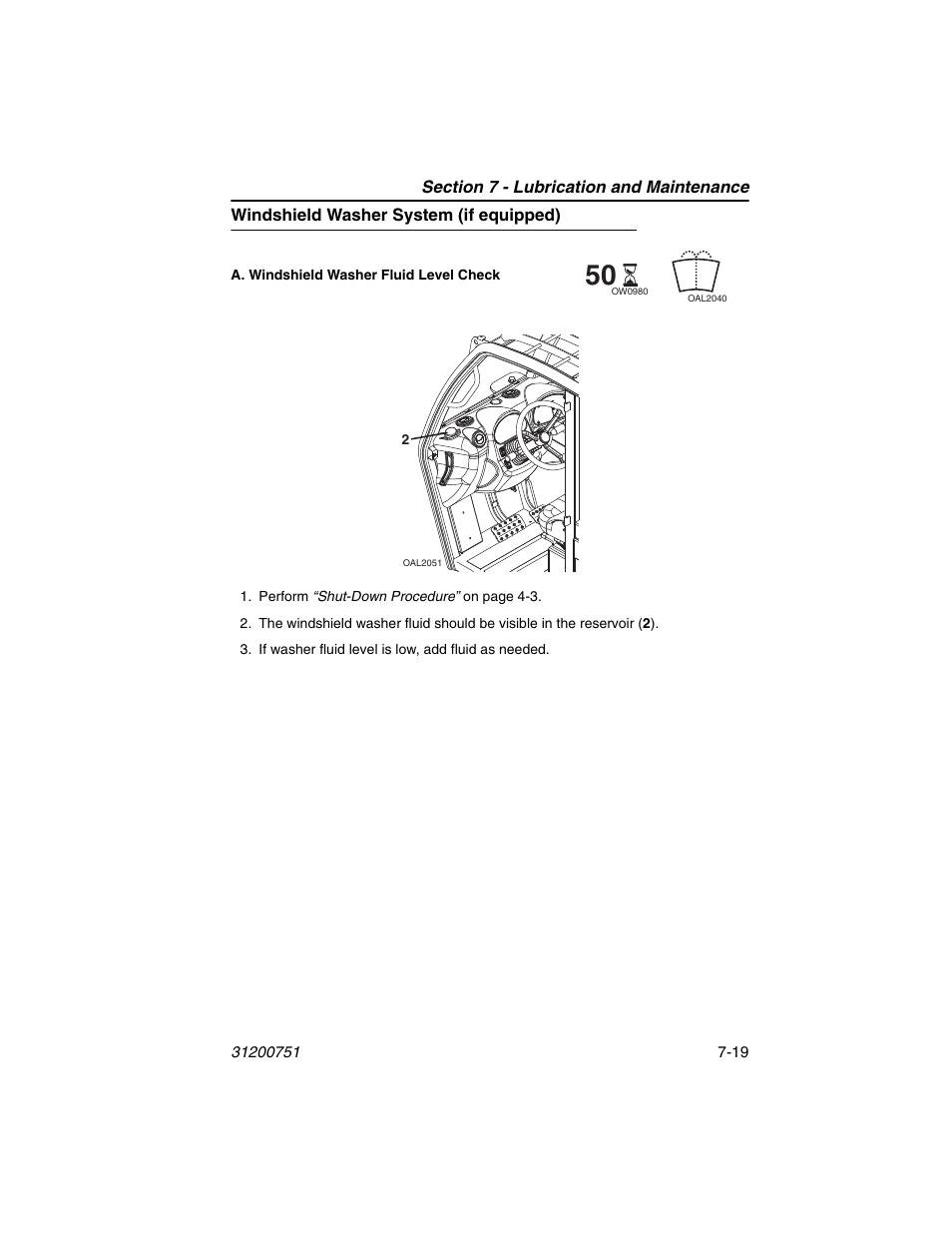 Windshield washer system (if equipped), Windshield washer system (if equipped) -19 | Deutz-Fahr Agrovector 25.5 User Manual | Page 125 / 144