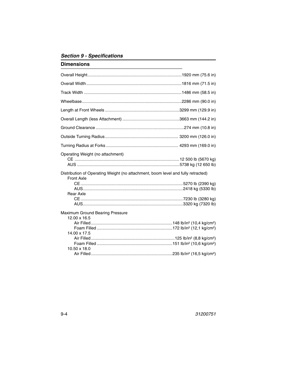 Dimensions, Dimensions -4 | Deutz-Fahr Agrovector 25.5 User Manual | Page 132 / 144