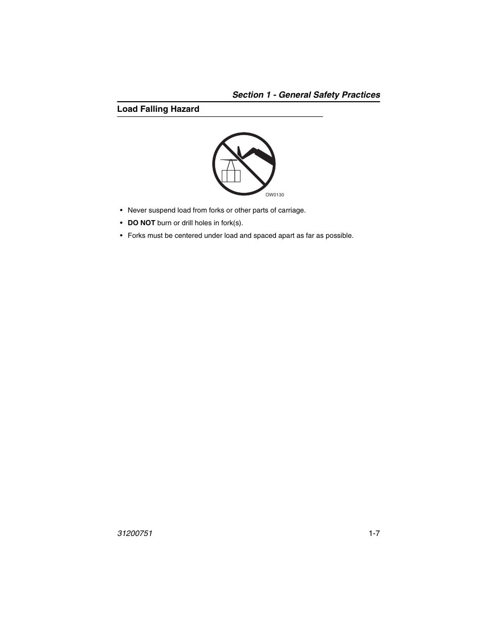 Load falling hazard, Load falling hazard -7 | Deutz-Fahr Agrovector 25.5 User Manual | Page 17 / 144