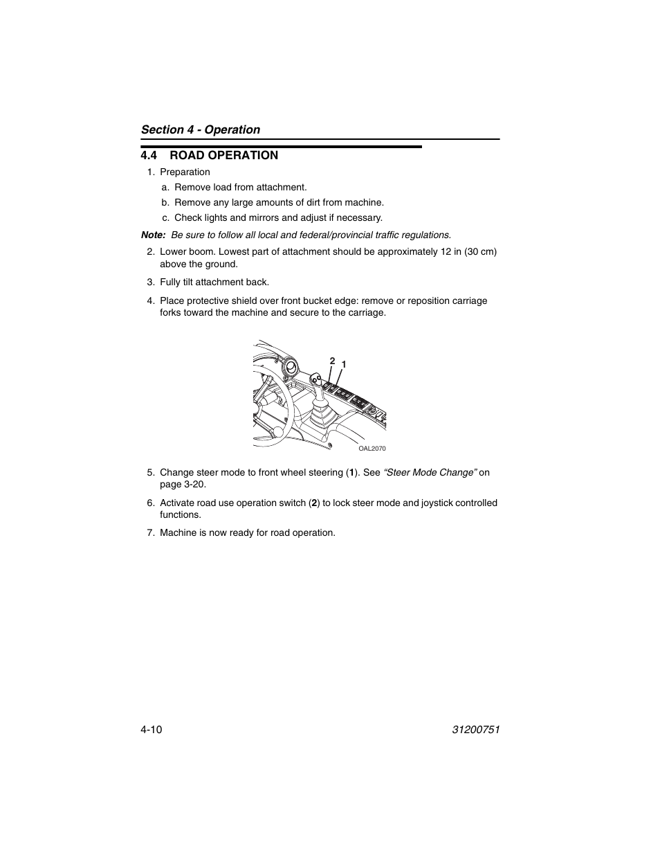 4 road operation, 4 road operation -10 | Deutz-Fahr Agrovector 25.5 User Manual | Page 70 / 144