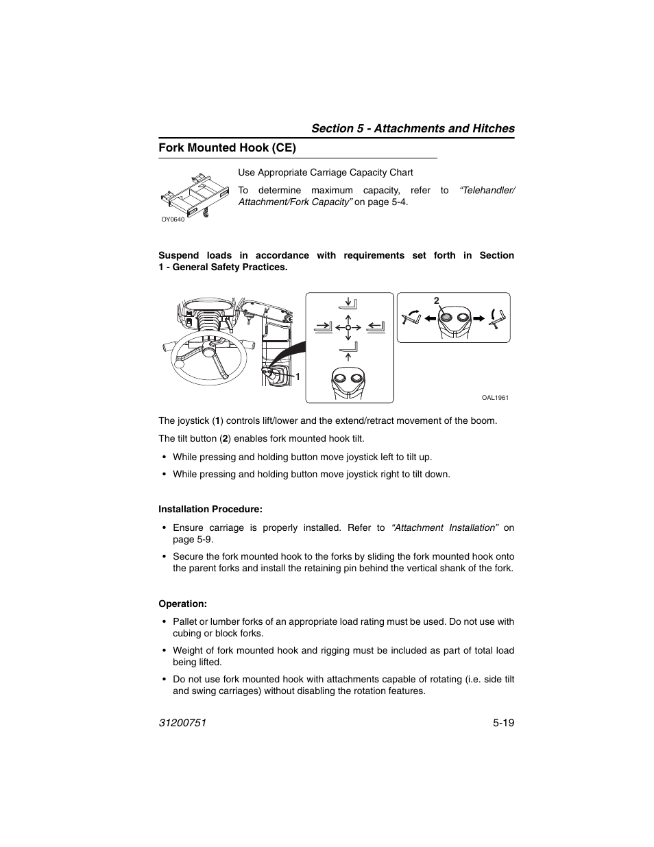 Fork mounted hook (ce), Fork mounted hook (ce) -19 | Deutz-Fahr Agrovector 25.5 User Manual | Page 91 / 144