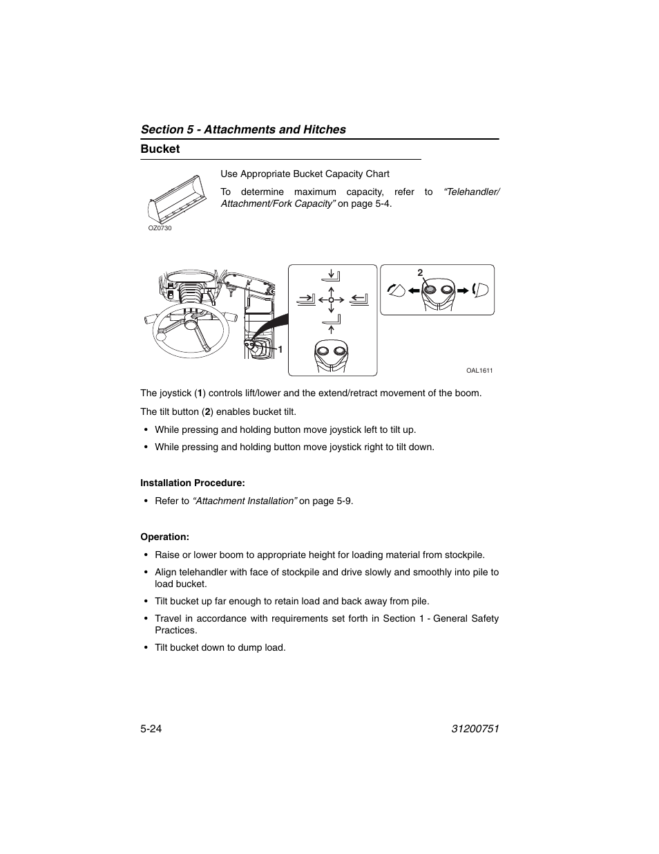 Bucket, Bucket -24 | Deutz-Fahr Agrovector 25.5 User Manual | Page 96 / 144