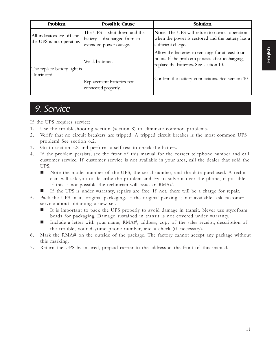 Service | APC 650 User Manual | Page 15 / 66