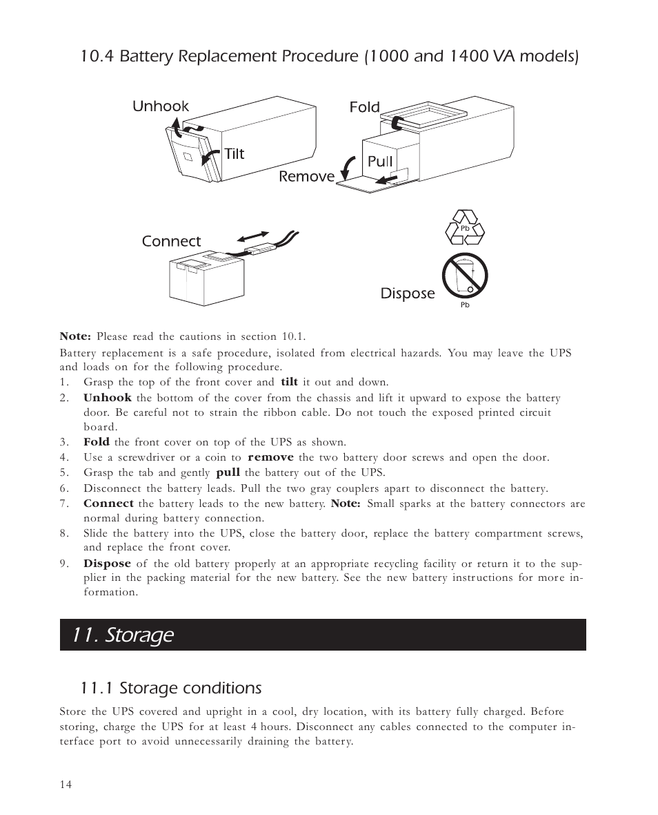 Storage, 1 storage conditions | APC 650 User Manual | Page 18 / 66