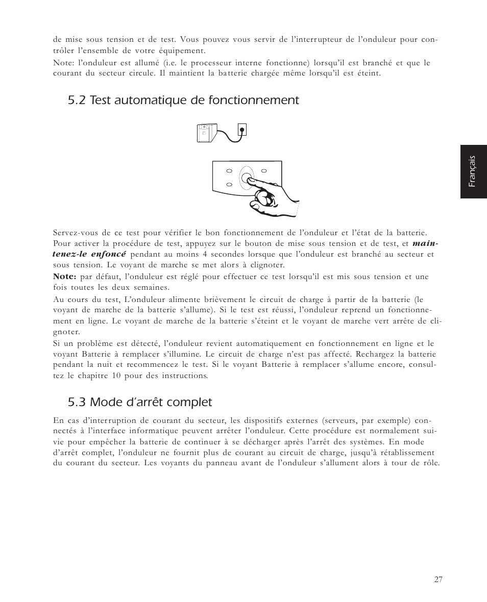 2 test automatique de fonctionnement, 3 mode d’arrêt complet | APC 650 User Manual | Page 31 / 66