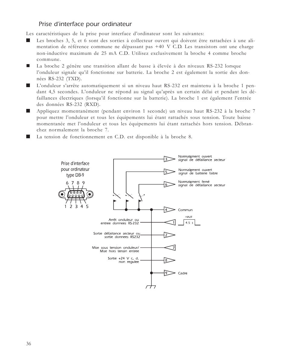 Prise d’interface pour ordinateur | APC 650 User Manual | Page 40 / 66