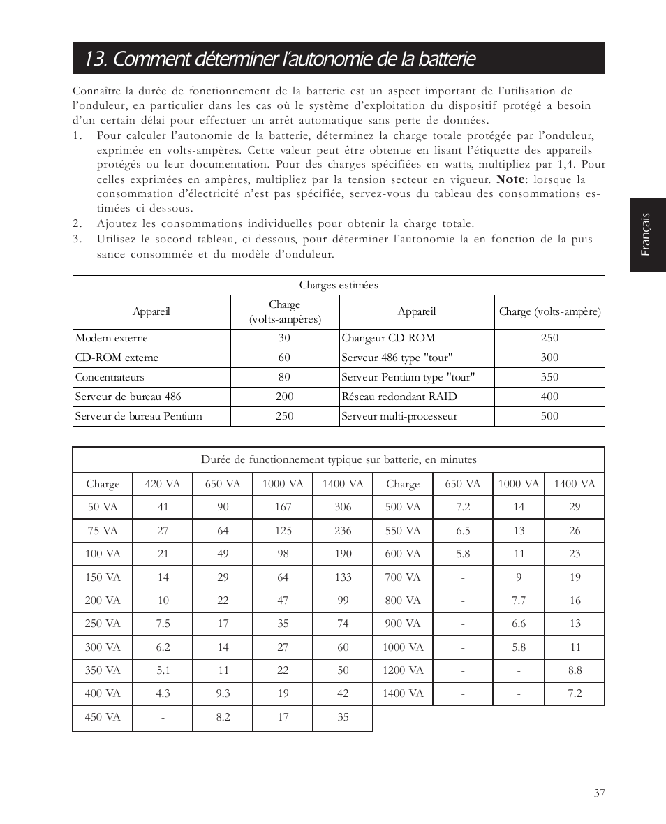 Comment déterminer l’autonomie de la batterie | APC 650 User Manual | Page 41 / 66