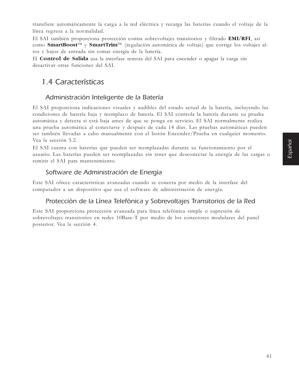 4 características | APC 650 User Manual | Page 45 / 66