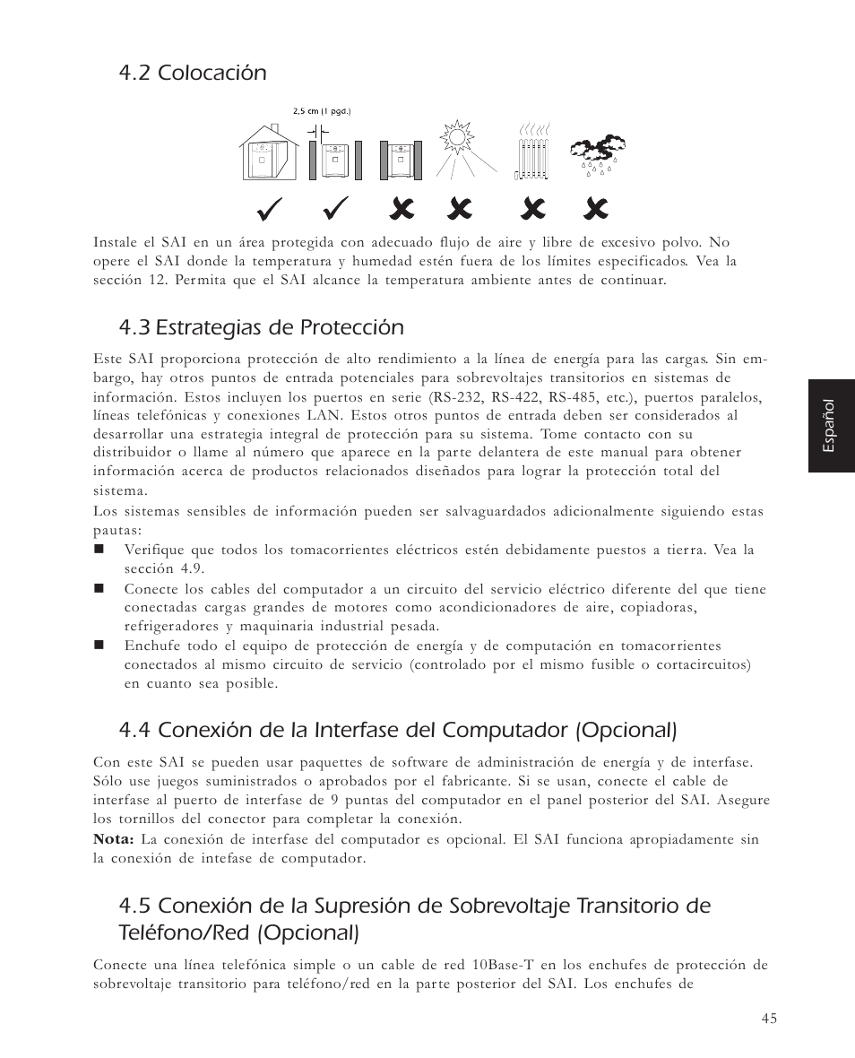 2 colocación, 3 estrategias de protección | APC 650 User Manual | Page 49 / 66