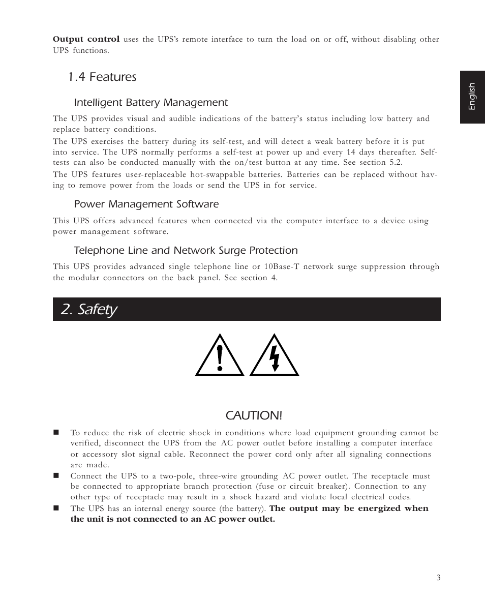 Safety, 4 features, Caution | APC 650 User Manual | Page 7 / 66