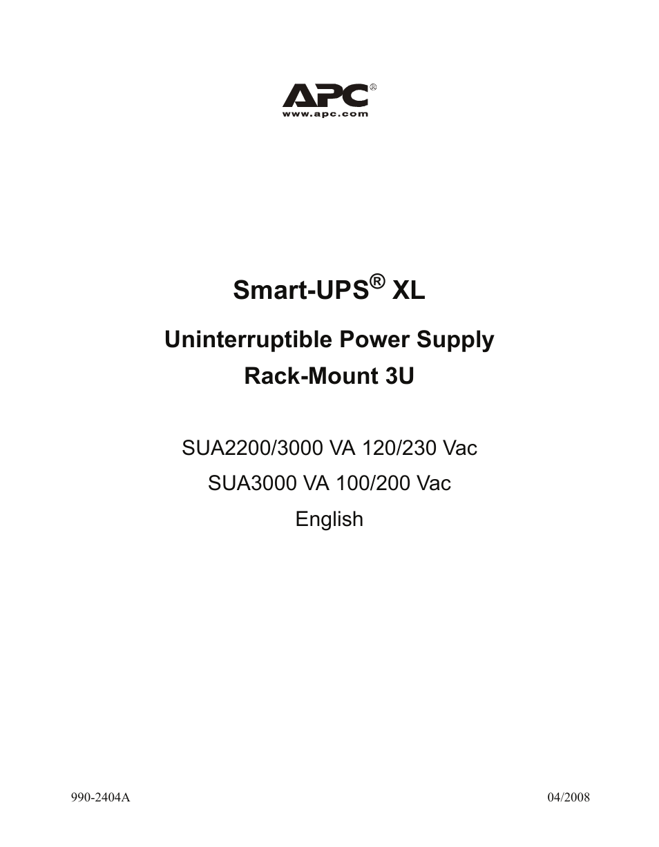APC SMART-UPS SUA3000 User Manual | 22 pages