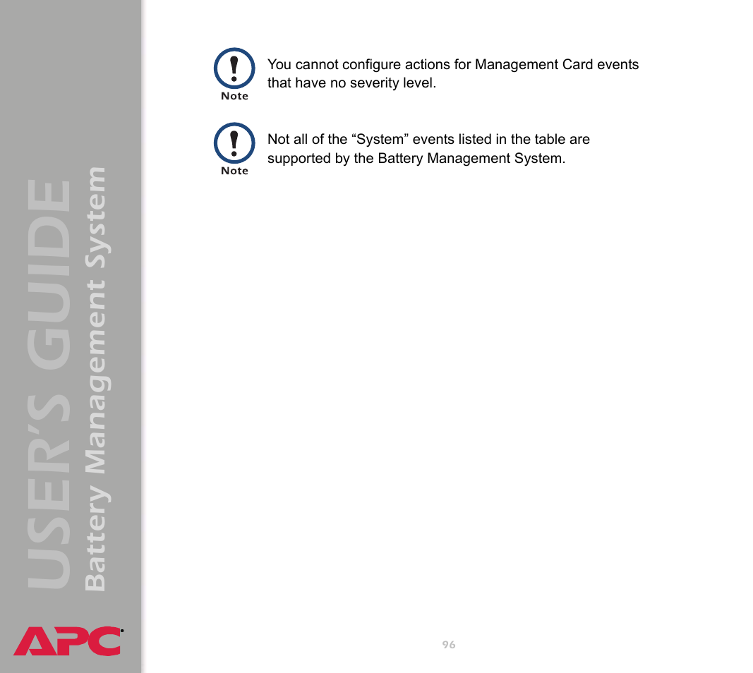 User’s guide, Battery management system | APC Battery Management System User Manual | Page 103 / 194