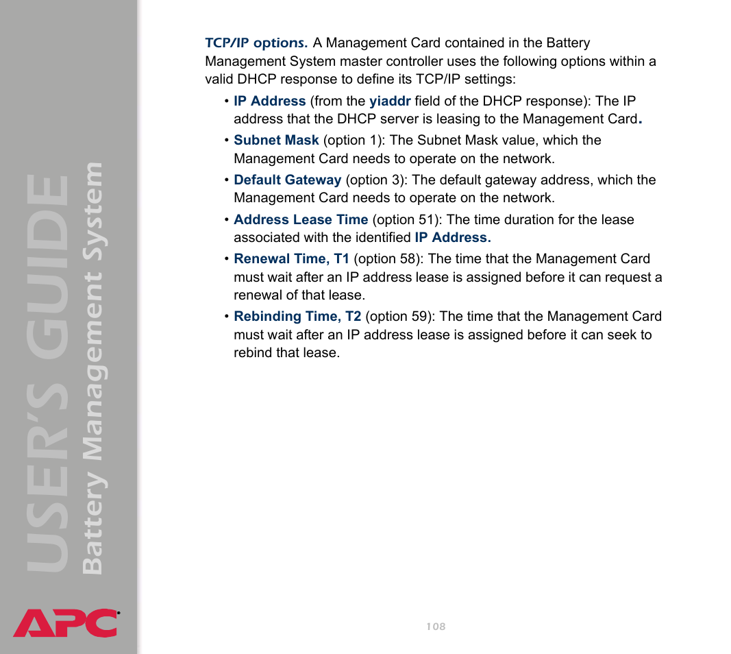 User’s guide, Battery management system | APC Battery Management System User Manual | Page 115 / 194