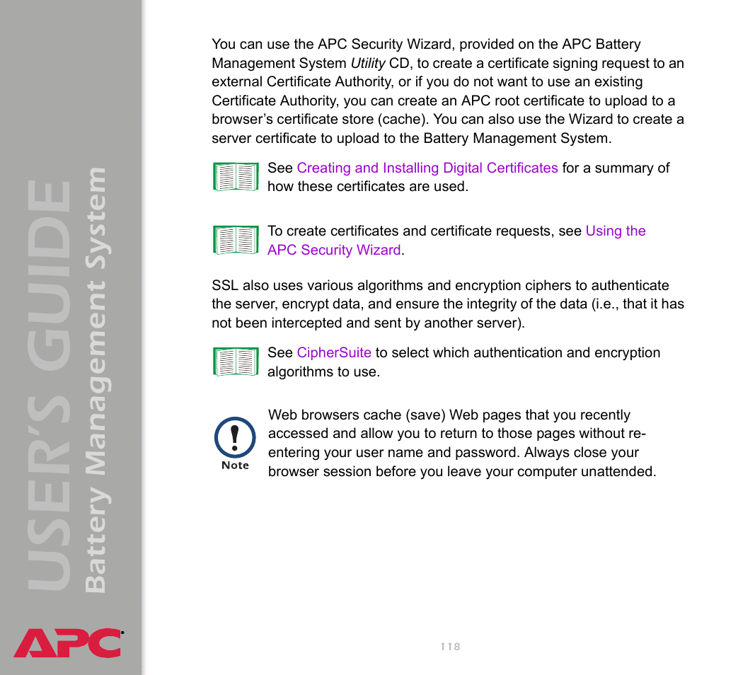 User’s guide, Battery management system | APC Battery Management System User Manual | Page 125 / 194