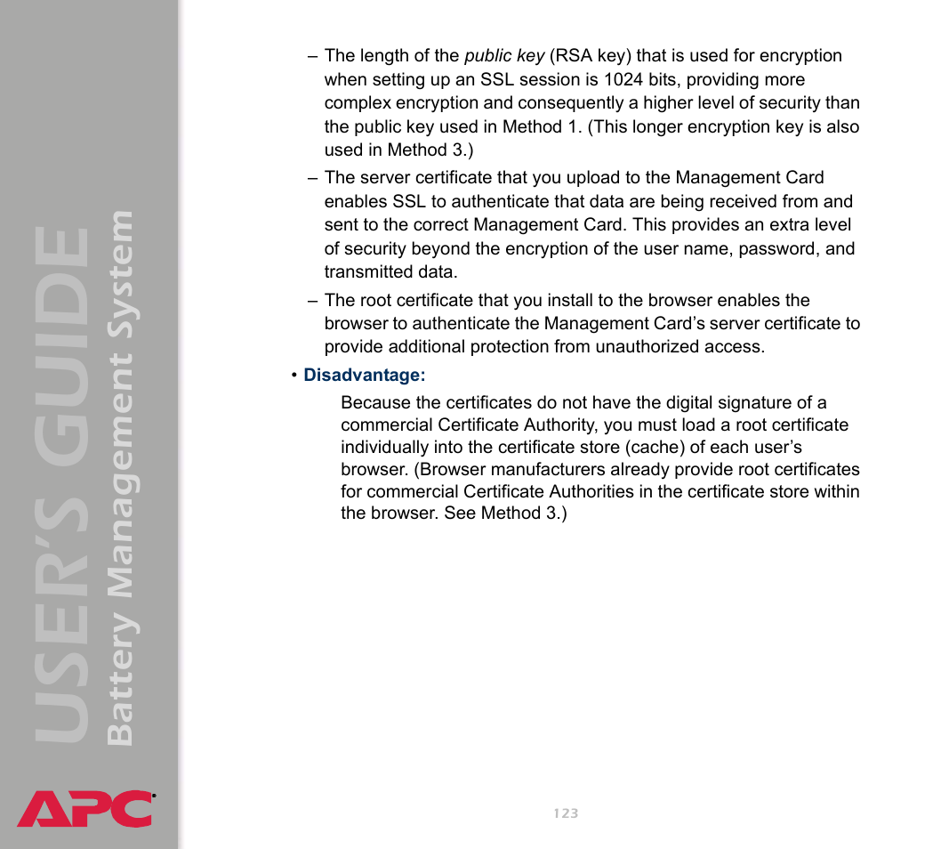 User’s guide, Battery management system | APC Battery Management System User Manual | Page 130 / 194