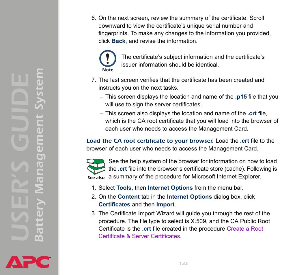 User’s guide, Battery management system | APC Battery Management System User Manual | Page 140 / 194