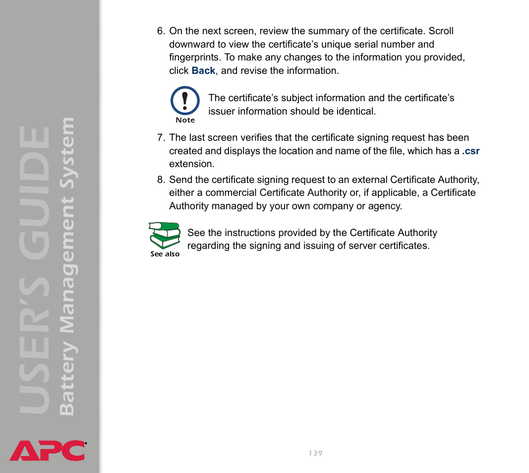 User’s guide, Battery management system | APC Battery Management System User Manual | Page 146 / 194