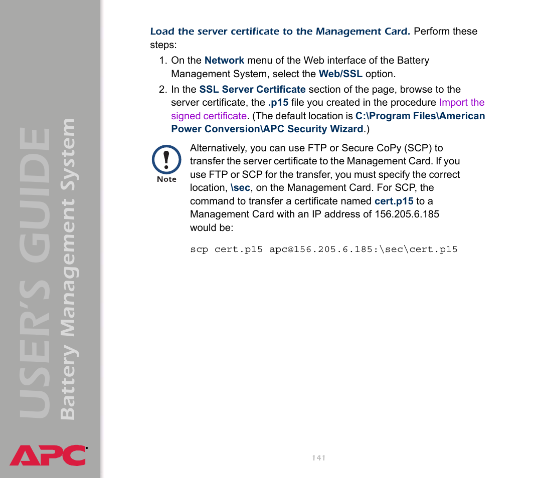 User’s guide, Battery management system | APC Battery Management System User Manual | Page 148 / 194
