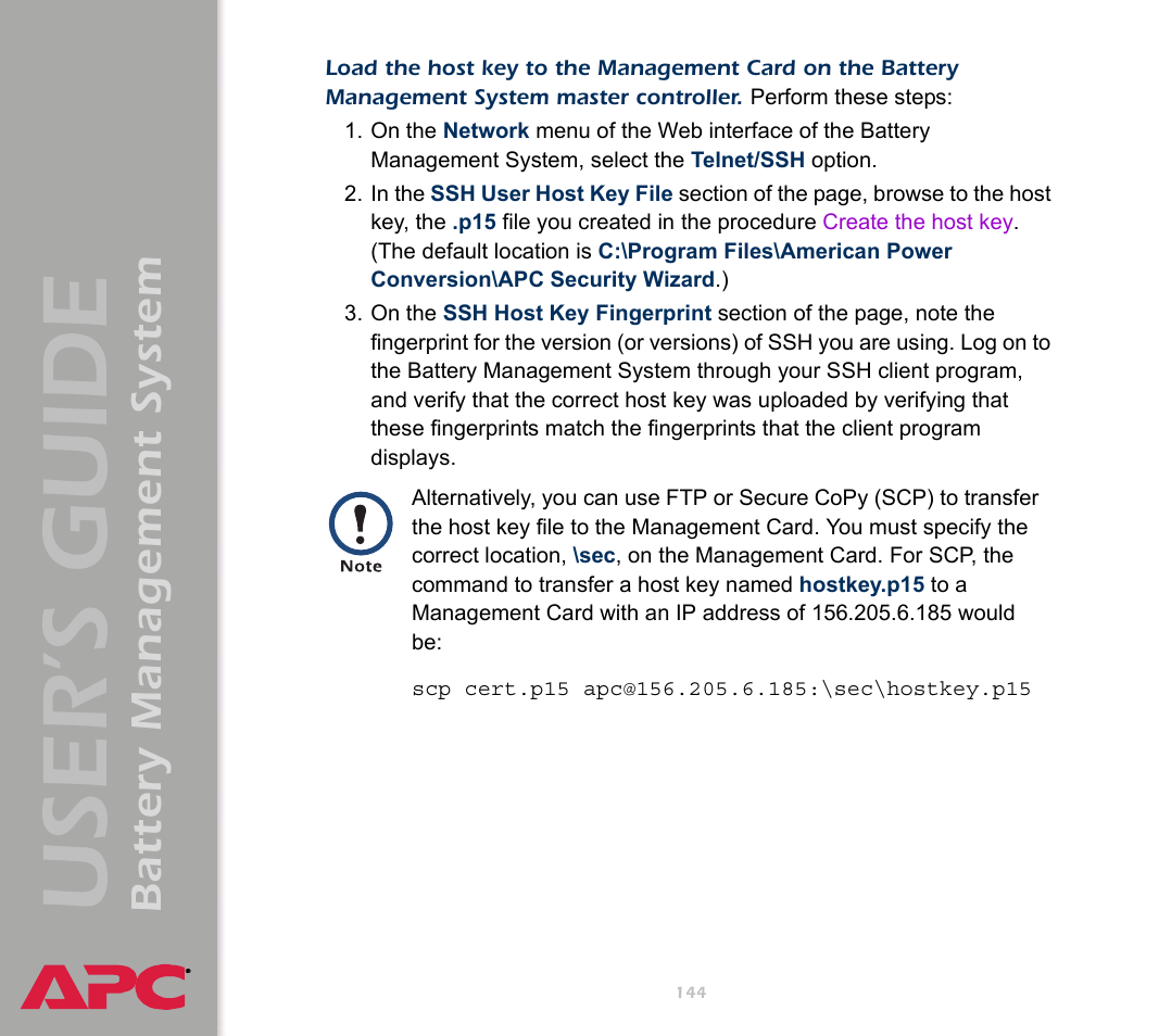 User’s guide, Battery management system | APC Battery Management System User Manual | Page 151 / 194