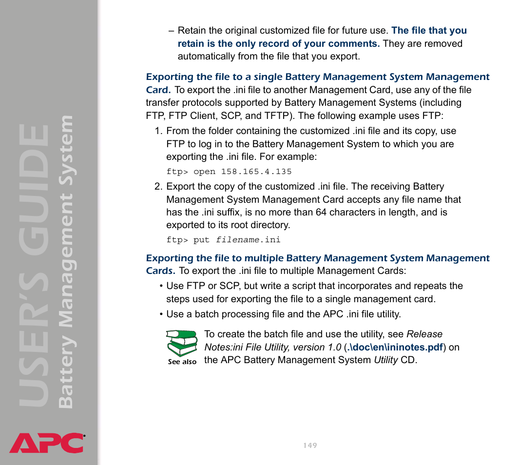 User’s guide, Battery management system | APC Battery Management System User Manual | Page 156 / 194