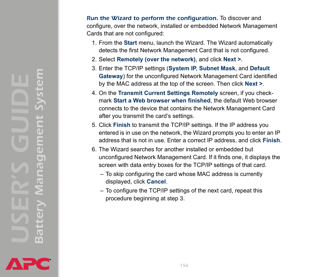 User’s guide, Battery management system | APC Battery Management System User Manual | Page 163 / 194