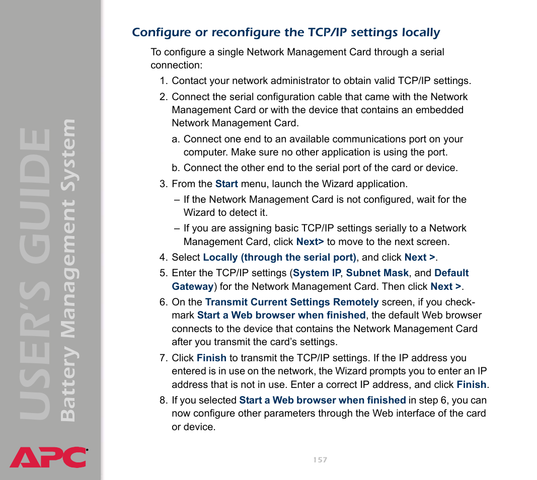 User’s guide, Battery management system | APC Battery Management System User Manual | Page 164 / 194