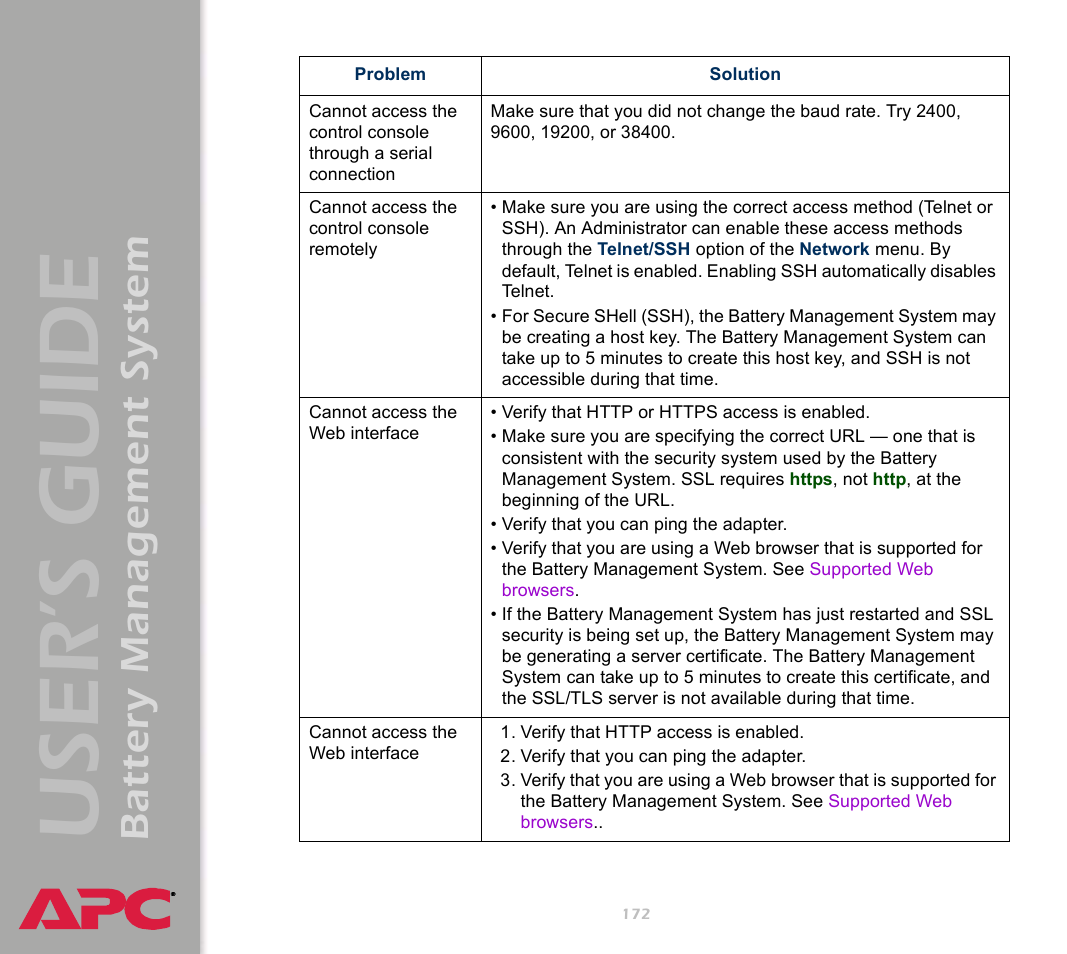 User’s guide, Battery management system | APC Battery Management System User Manual | Page 179 / 194