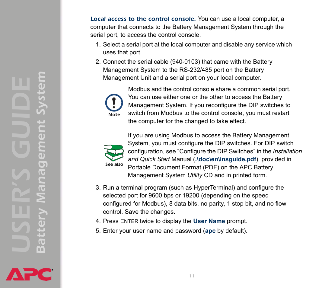 User’s guide, Battery management system | APC Battery Management System User Manual | Page 18 / 194