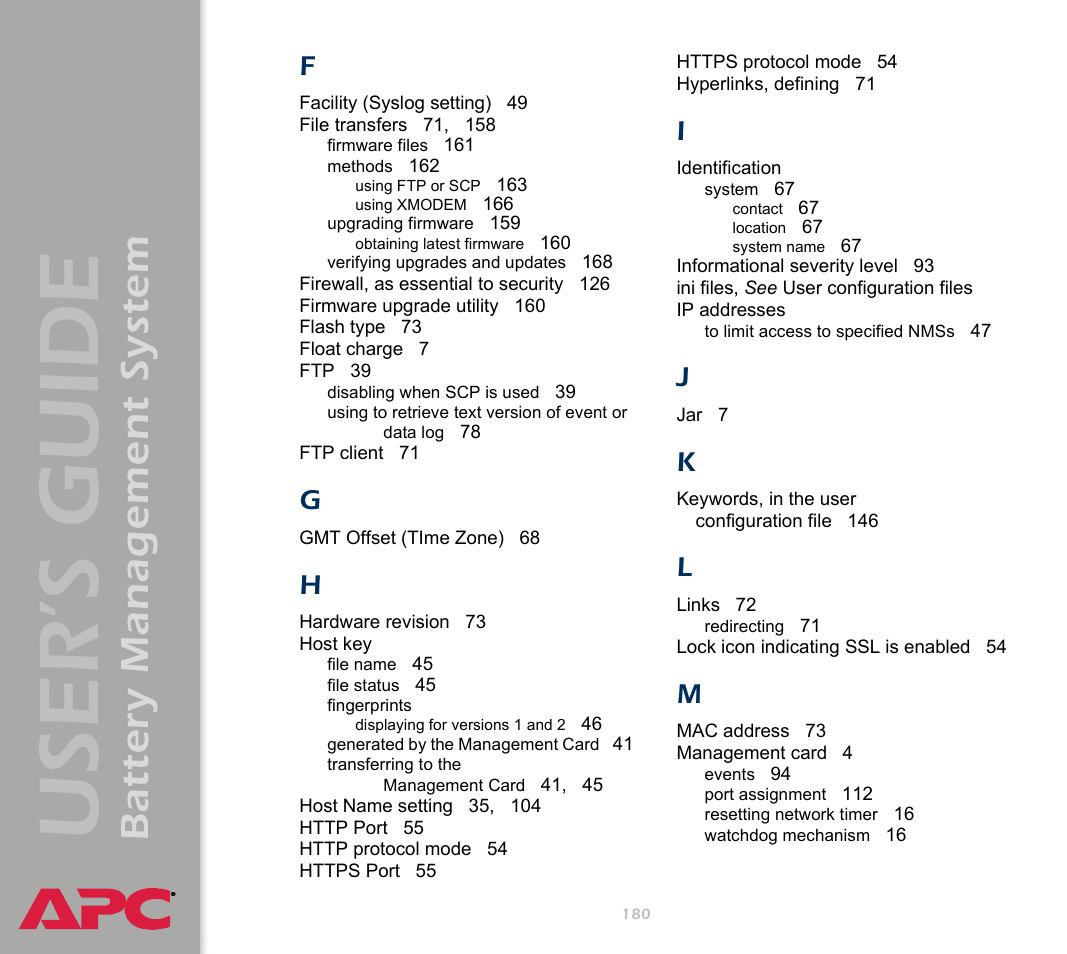 User’s guide, Battery management system | APC Battery Management System User Manual | Page 187 / 194