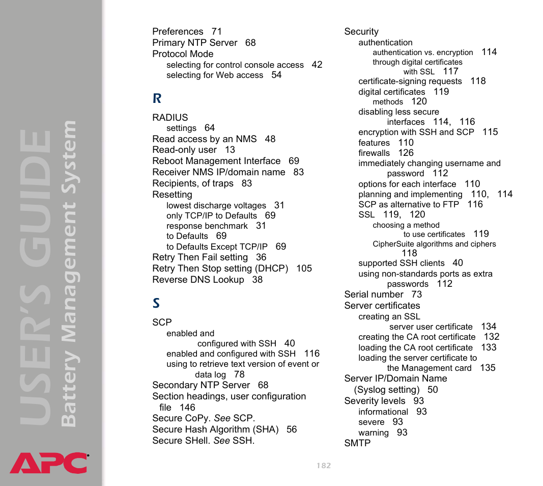 User’s guide, Battery management system | APC Battery Management System User Manual | Page 189 / 194