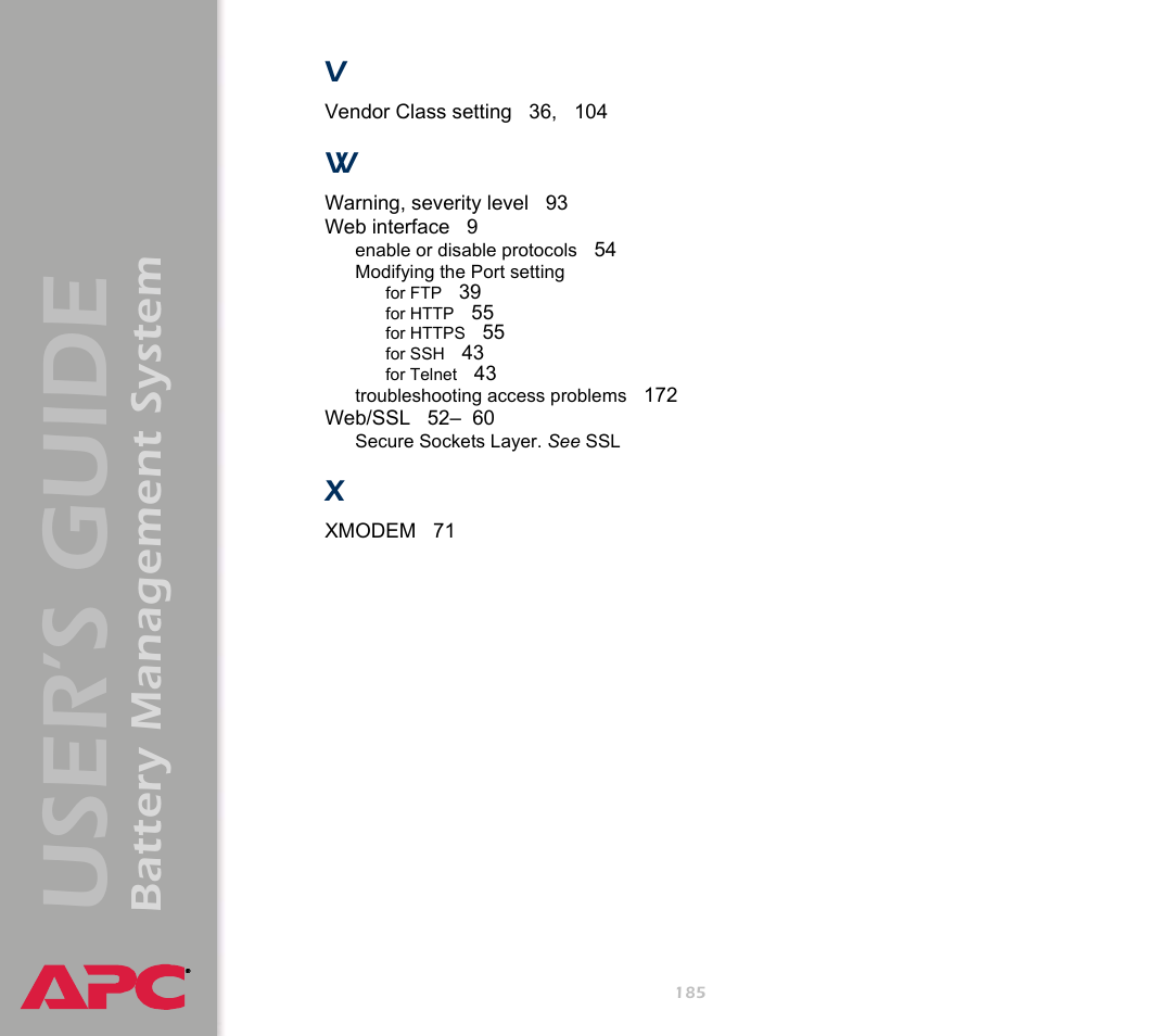 User’s guide, Battery management system | APC Battery Management System User Manual | Page 192 / 194