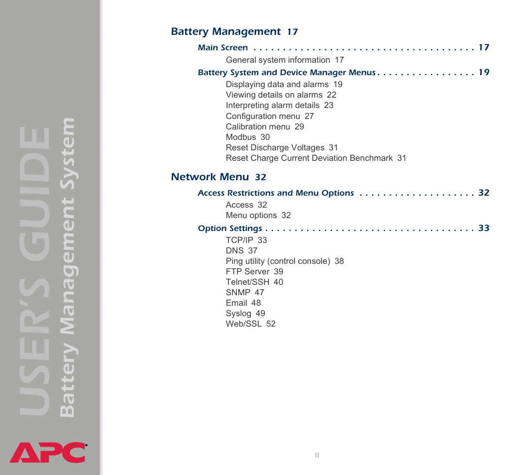 User’s guide, Battery management system | APC Battery Management System User Manual | Page 2 / 194