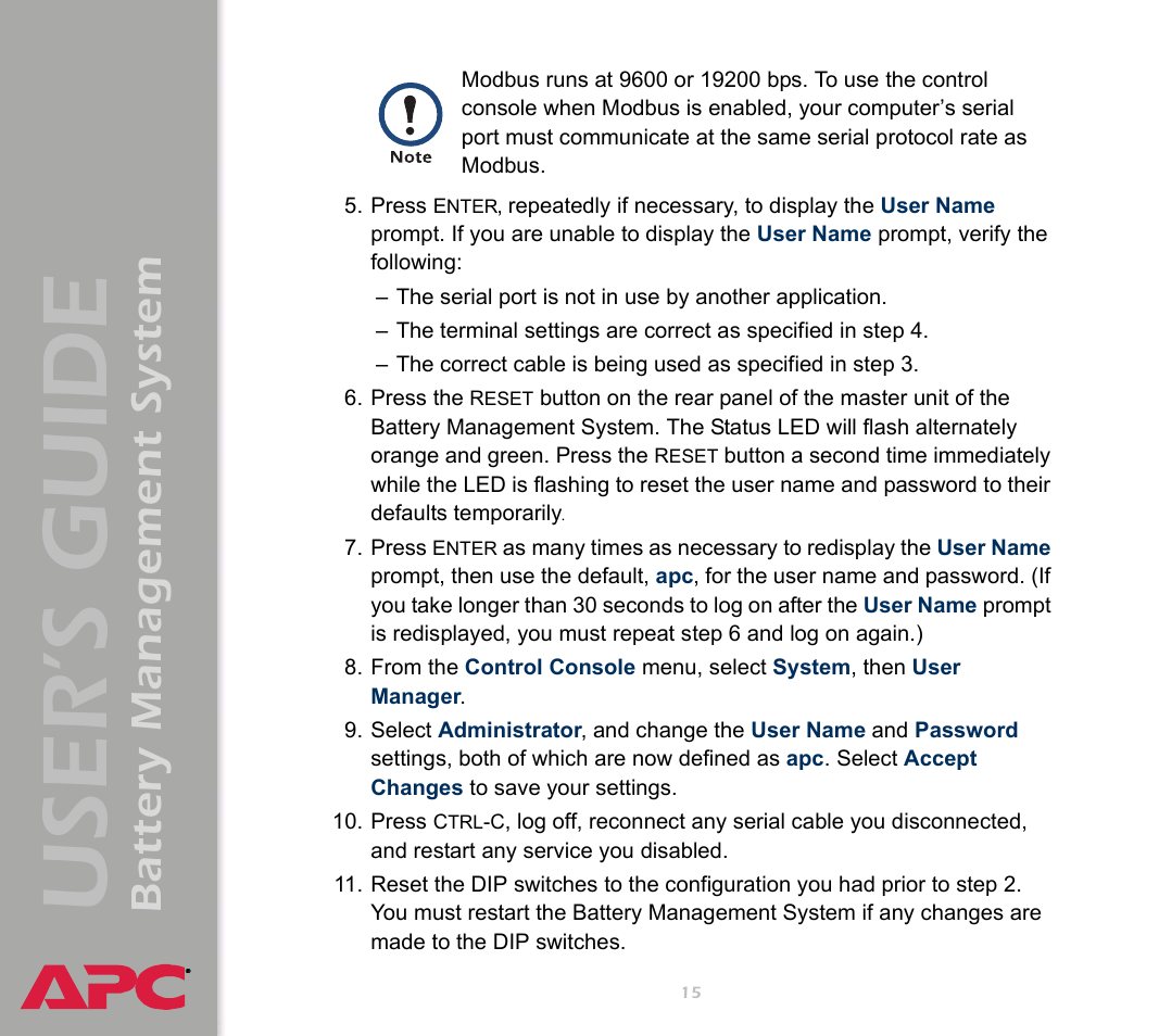 User’s guide, Battery management system | APC Battery Management System User Manual | Page 22 / 194