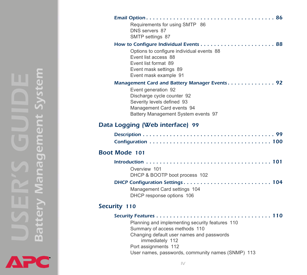 User’s guide, Battery management system | APC Battery Management System User Manual | Page 4 / 194
